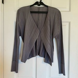 Issey Miyake Pleats Please gray cardigan